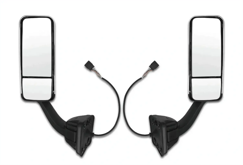 Kozak Replacement Chrome Heated Door Side Mirror Set (Left Driver + Right Passenger Sides) for Freightliner Cascadia 2008-2017 PLUS Logo, 2x 22" Windshield Wipers and Kozak Vest
