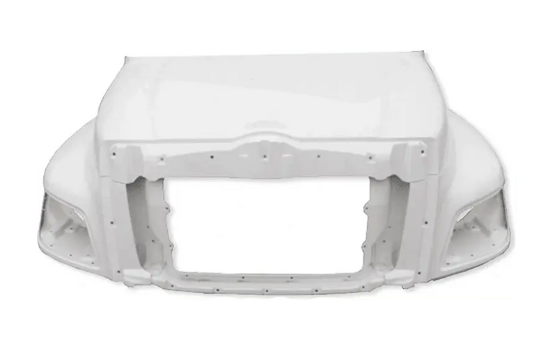Replacement Fiberglass Hood Shell for Hino 238 258 268 338 2011 and newer - Hino Truck Replacement Parts PLUS Logo, 2x22" Windshield Wipers, License Plate Frame and Kozak Vest