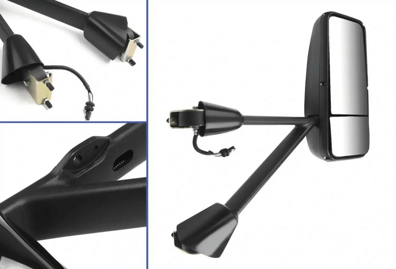Kozak Black Door Mirror With Arms Left (Driver Side) compatible with Kenworth T660 T600 T800 2008-2016 PLUS Kenworth Logo, 2x22" Windshield wipers and Kozak Reflective Vest