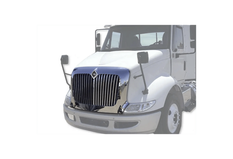 KOZAK Chrome Grille Assembly with Bug Net Screen For International 8600 Transtar Truck 2005 and newer PLUS International Logo, 2x22 inch Windshield wipers, License Plate Frame and KOZAK Vest