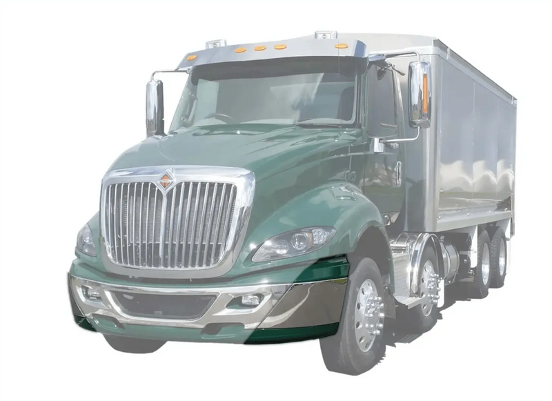 KOZAK PLASTIC Bumper End Corner Extension PAIR with Chrome Trim (Left Driver and Right Passenger Side) for International Prostar 2008-2015 PLUS International Logo, Windshield Wipers and KOZAK Vest