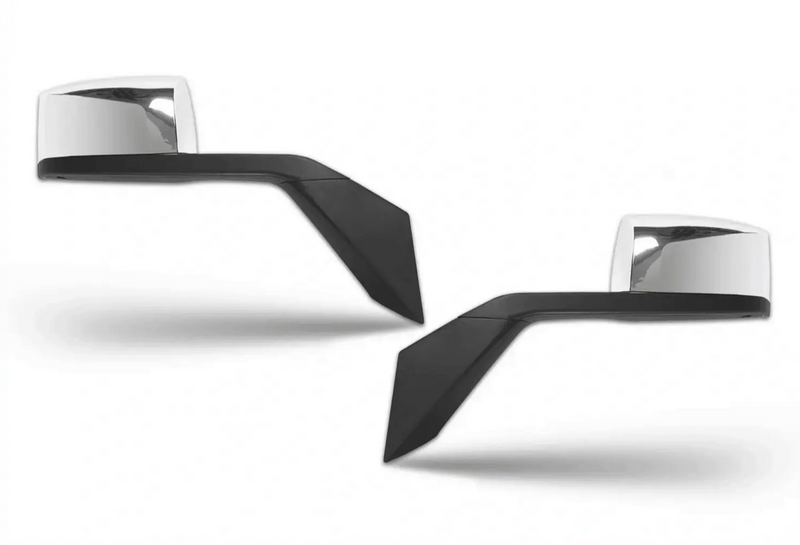 KOZAK Chrome Hood Mirrors (Left and Right Side) Pair With Mounting Kits & Fender and Bumper Corners Chrome Trim Set compatible with Volvo VNL 2016-2017 PLUS Logo, Wipers, Frame License Plate and Vest