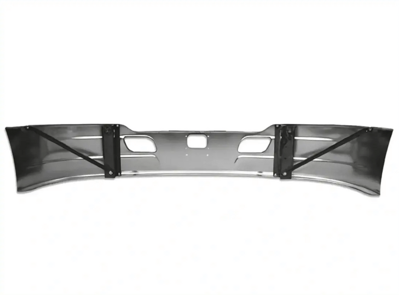 KOZAK 17" Aero Style Chrome Bumper WITH RADAR CUTOUT for Kenworth T680 2013-2021 Semi Trucks PLUS Logo, Wipers, License Plate Frame, 2x Trailer Tail Lights and Vest