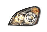 KOZAK HEADLIGHT HALOGEN + LED Replacement Headlight (A06-51907-006) Driver Left Side For FREIGHTLINER CASCADIA 2008-2017 PLUS Logo, Wipers, 4x H11 LED Bulbs, License Plate Frame, Vest