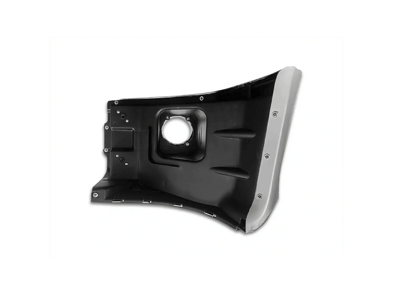 Kozak Chrome Plastic Bumper Corner with Fog Light Hole Right Passenger Side for Peterbilt 579 PLUS Logo, - Tacoma Parts Corporation