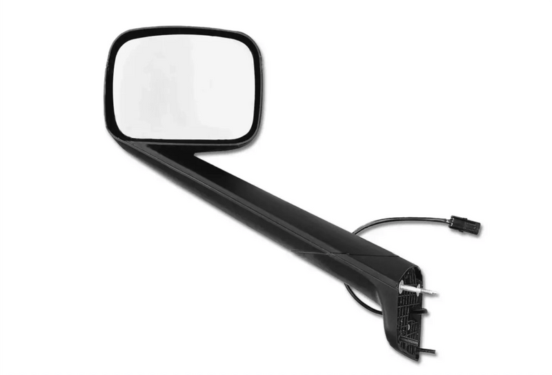 KOZAK BLACK Hood Mirror Assembly (Driver Left Side) with Mounting Kit For Freightliner Cascadia 2018+ PLUS Logo, Windshield Wipers, Frame License Plate and Vest