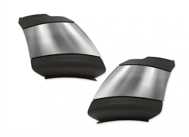 KOZAK PLASTIC Bumper End Corner Extension PAIR with Chrome Trim (Left Driver and Right Passenger Side) for International Prostar 2008-2015 PLUS International Logo, Windshield Wipers and KOZAK Vest