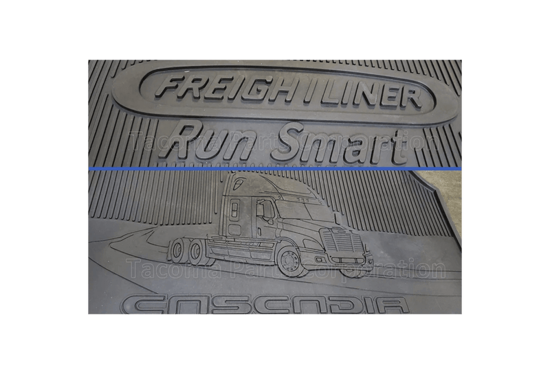 KOZAK Two-Piece All Weather Type Rubber Floor Mats with Freightliner Cascadia Logo For Freightliner Cascadia Accessories Semi Truck Models 2008-2016 PLUS Logo, Wipers and Vest