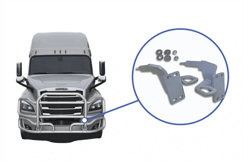 KOZAK Bumper Deer Moose Brush Guard Brackets Mounting Hardware Set compatible with EX-Guard For Freightliner cascadia 2018 and Newer PLUS Logo and Kozak Reflective Vest