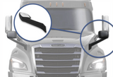 KOZAK BLACK Hood Mirror Assembly (Driver Left Side) with Mounting Kit For Freightliner Cascadia 2018+ PLUS Logo, Windshield Wipers, Frame License Plate and Vest