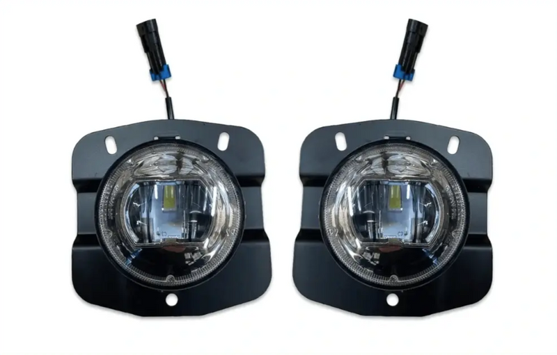 Kozak PLASTIC Bumper Corners with Bezel Pair and LED Fog Light Set - (Driver Left & Passenger Right Side) Pair For Kenworth T680 PLUS Logo, 2x 22" Windshield wipers, License Plate Frame and Vest