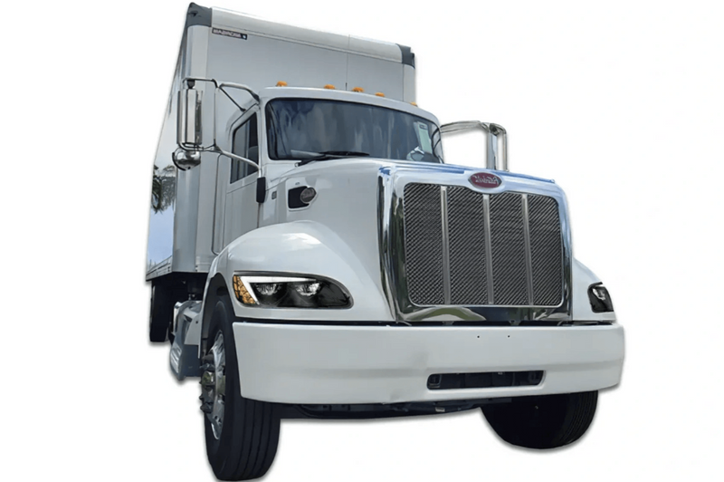 KOZAK Black LED Headlight (Driver Left Side) for PETERBILT 330 335 384 386 387 PLUS Logo, Windshield Wipers and Vest