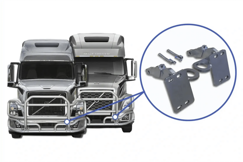 KOZAK Bumper Deer Moose Brush Guard Brackets Mounting Hardware Set compatible with EX-Guard Volvo VNL 2004-2024 - PLUS Kozak Vest