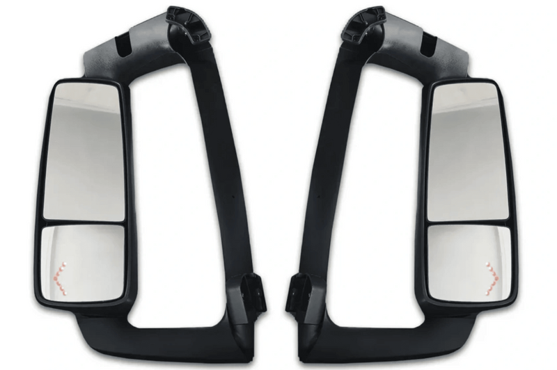 KOZAK Side View Door Mirror Power Heated Chrome With LED Turn Signal with Arm SET (Left & Right) & Look Down Mirror compatible with Volvo VNL, VNM, VNX, VN 2004-2023 + Logo, Bracket, Wipers, Vest