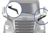 KOZAK Chrome Hood Mirror Aftermarket Replacement Left (Driver Side) for Freightliner Cascadia 2018+ Semi Trucks PLUS Windshield Wipers, Freightliner Emblem, Frame License Plate and KOZAK Vest