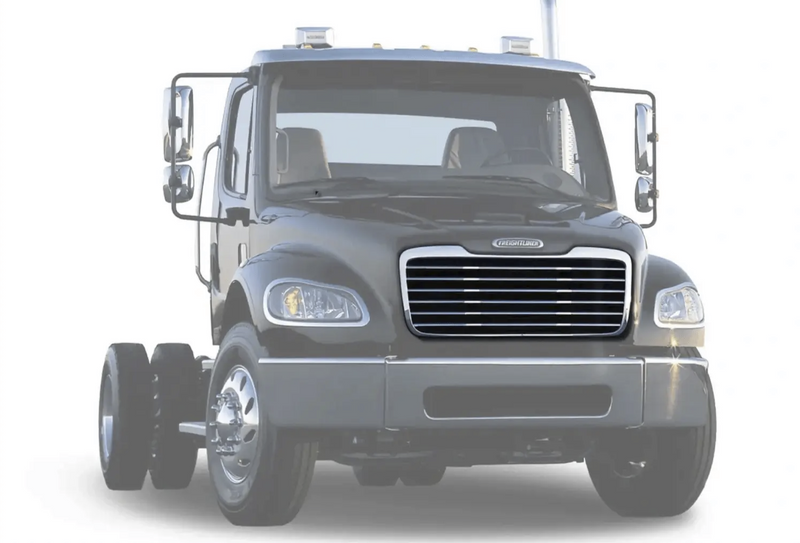 KOZAK Replacement Chrome Front Grille A1714787001 for Freightliner M2 2003-2015 - Freightliner Replacement Parts - PLUS Logo, 2x22" Wipers, License Plate Holder and Vest