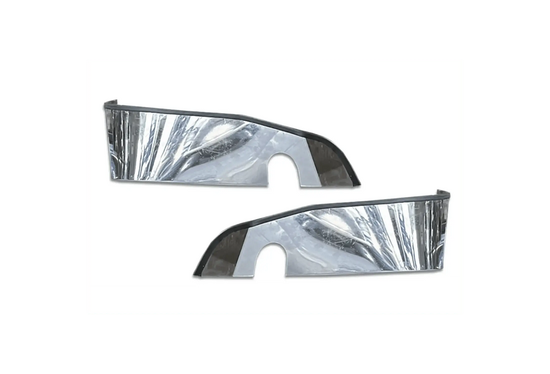 KOZAK Chrome STEEL Bumper Corner Pair Driver Left & Passenger Right Side for New Freightliner Cascadia 2018+ PLUS Logo, 2x 22" Windshield Wipers, License Plate Frame and Vest