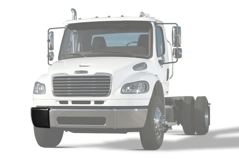 Kozak Steel Black Bumper Corner Passenger (Right) Side compatible with Freightliner M2 Business Class 106 112 03-12 PLUS Logo, 2x 22" Windshield wipers, License Plate Frame and Vest