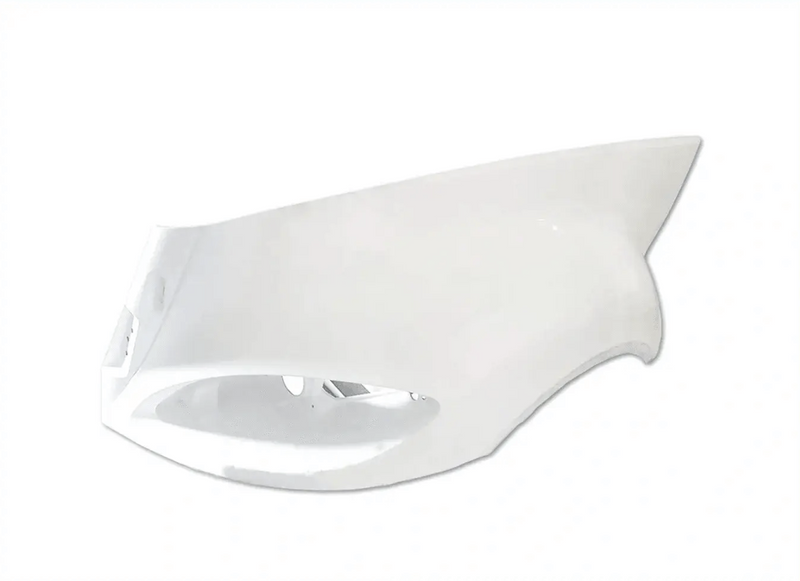 Kozak Fiberglass Hood Fender (Left Driver Side) with Chrome Hood Mirror Pair for International Prostar 2006-2017 Passenger Right Side Plus Logo, 2x22 Windshield Wipers, License Plate Frame and Vest