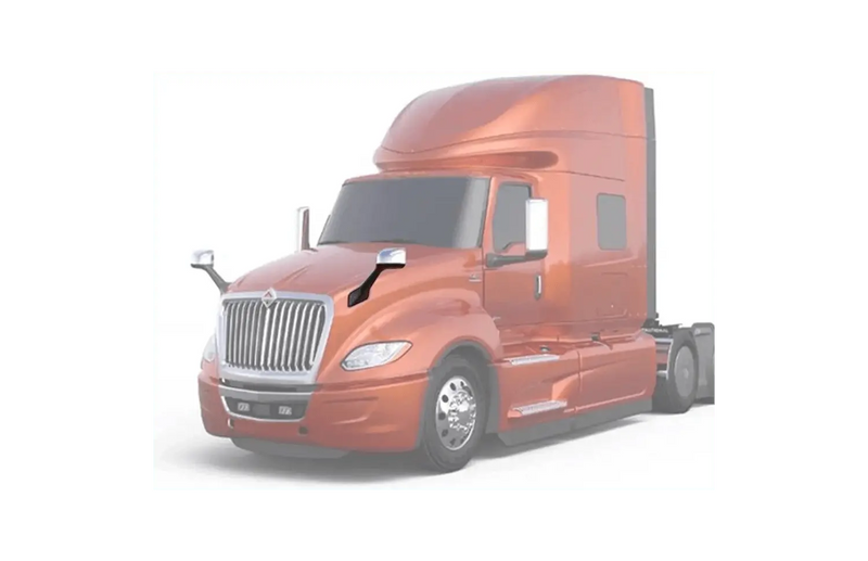 KOZAK Chrome Hood Mirror (Left Driver Side) compatible with International LT625 Trucks PLUS International Logo, Windshield Wipers, Frame License Plate and KOZAK Vest