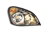 KOZAK HEADLIGHT HALOGEN + LED Replacement Headlight (A06-51907-007) Passenger Right Side For FREIGHTLINER CASCADIA 2008-2017 PLUS Logo, Wipers, 4x H11 LED Bulbs, License Plate Frame, Vest