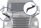KOZAK Chrome Hood Mirror Aftermarket Replacement Right (Passenger Side) for Freightliner Cascadia 2018+ Semi Trucks PLUS Windshield Wipers, Freightliner Emblem, Frame License Plate and KOZAK Vest