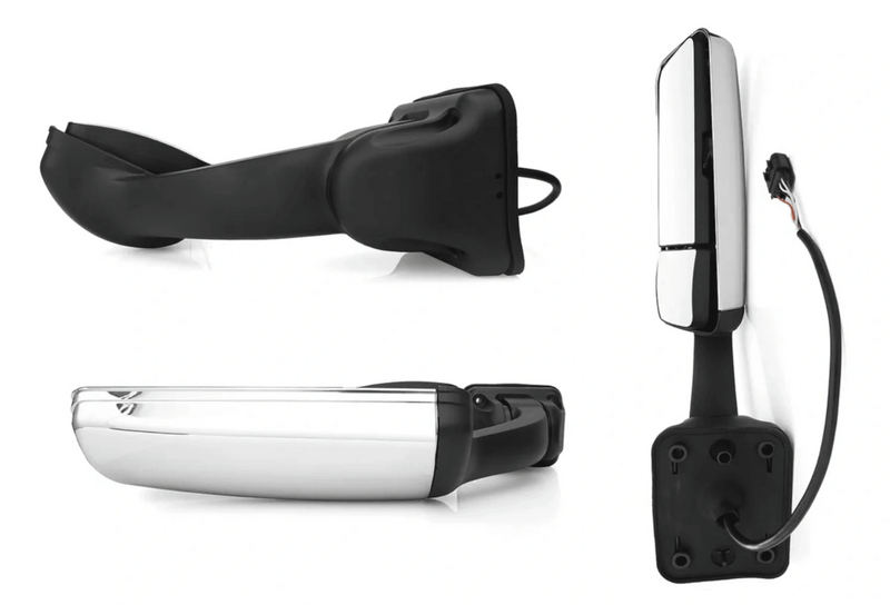Kozak Replacement Chrome Heated Door Side Mirror Set (Left Driver + Right Passenger Sides) for Freightliner Cascadia 2008-2017 PLUS Logo, 2x 22" Windshield Wipers and Kozak Vest