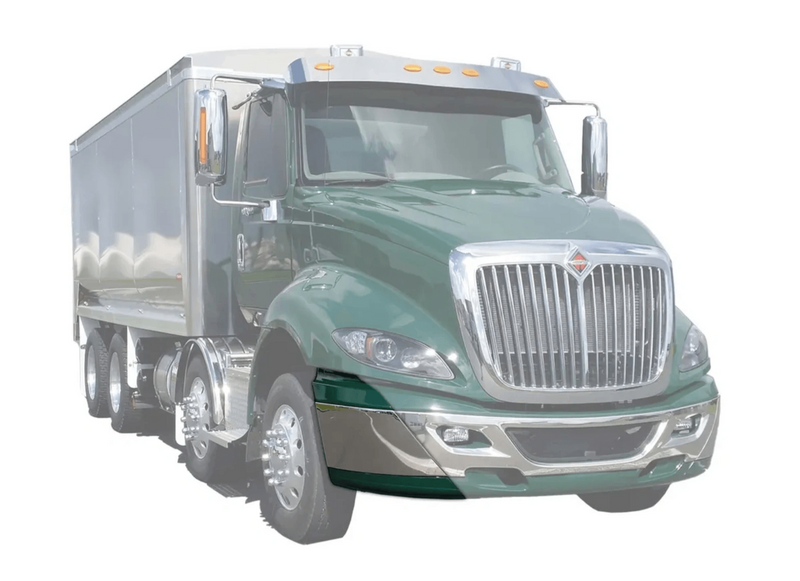 KOZAK PLASTIC Bumper End Cap with Chrome Trim Right Passenger Side for International Prostar 2008-2015 PLUS International Logo, Windshield Wipers and KOZAK Vest