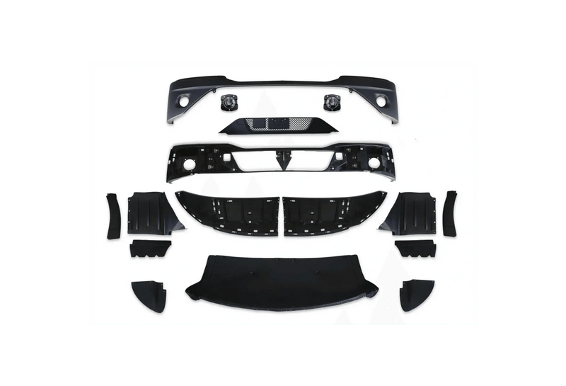 Kozak Plastic COMPLETE BUMPER PAINT with FOG LAMP HOLE + LED Fog Light- Pair Set (Left and Right Side) for KENWORTH T680 NEXT GEN 2022 2023+ PLUS Kenworth Logo, 2x22" Windshield Wipers and KOZAK Vest