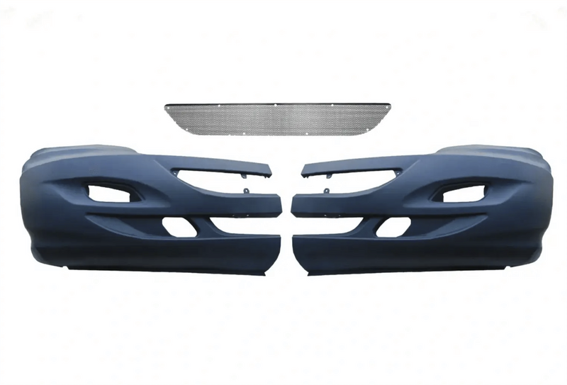 KOZAK Replacement Bumper With Fog Lights Holes (Left Driver Side and Right Passenger Side) with Brackets International Prostar Trucks PLUS International Logo Emblem, 2x 22" Windshield wipers and Kozak Vest