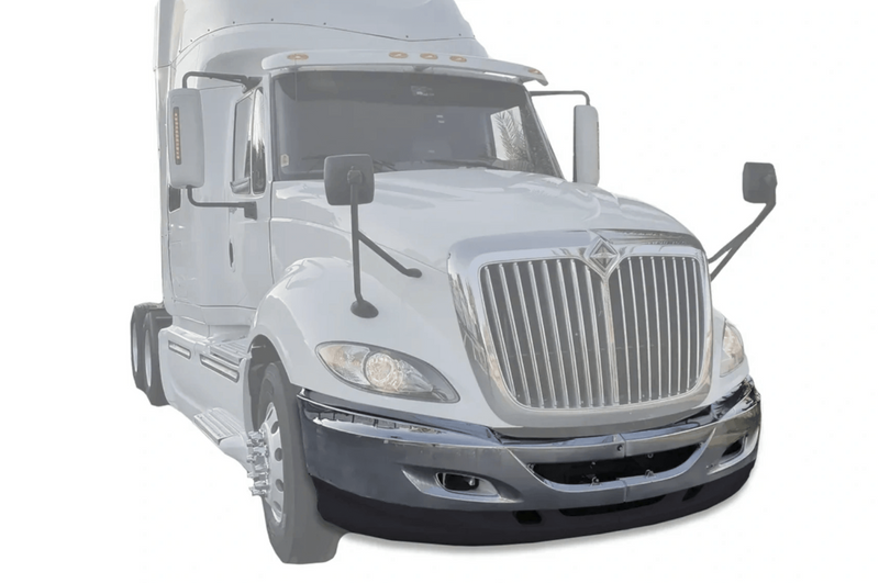 KOZAK PLASTIC Bumper SET With Fog Lights Holes & Chrome Trim SET (Left Driver & Right Passenger Side) with Brackets For International Prostar Trucks PLUS Logo, 2x Wipers, License Plate Frame and Vest