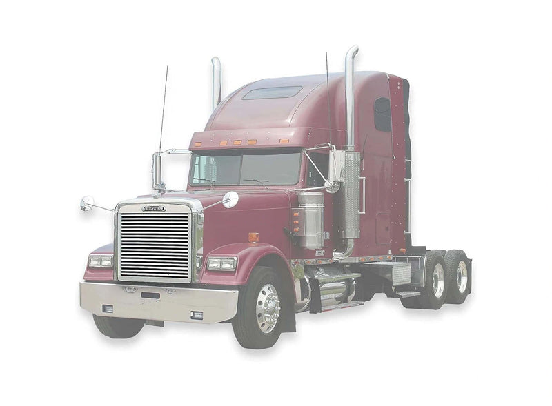 Stainless Steel Grille Compatible with Freightliner FLD 120 1992-2003 PLUS 2x 22" Windshield Wipers, Freightliner Logo, and KOZAK Reflective Vest